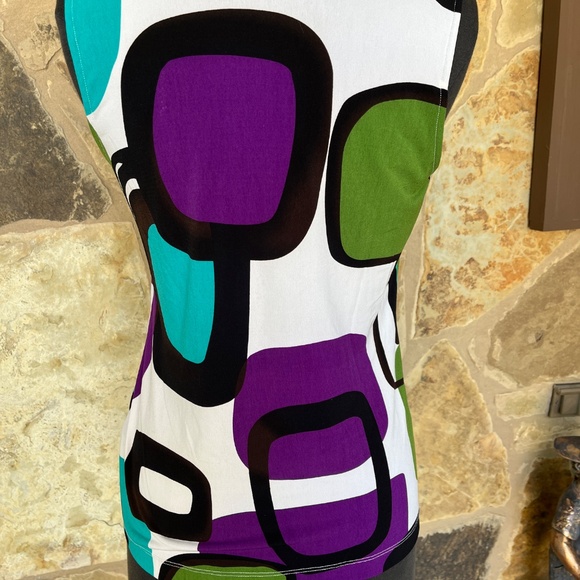 Adrienne Vittadini Studio Women’s Sleeveless Abstract Blouse - Size Medium - Picture 2 of 5
